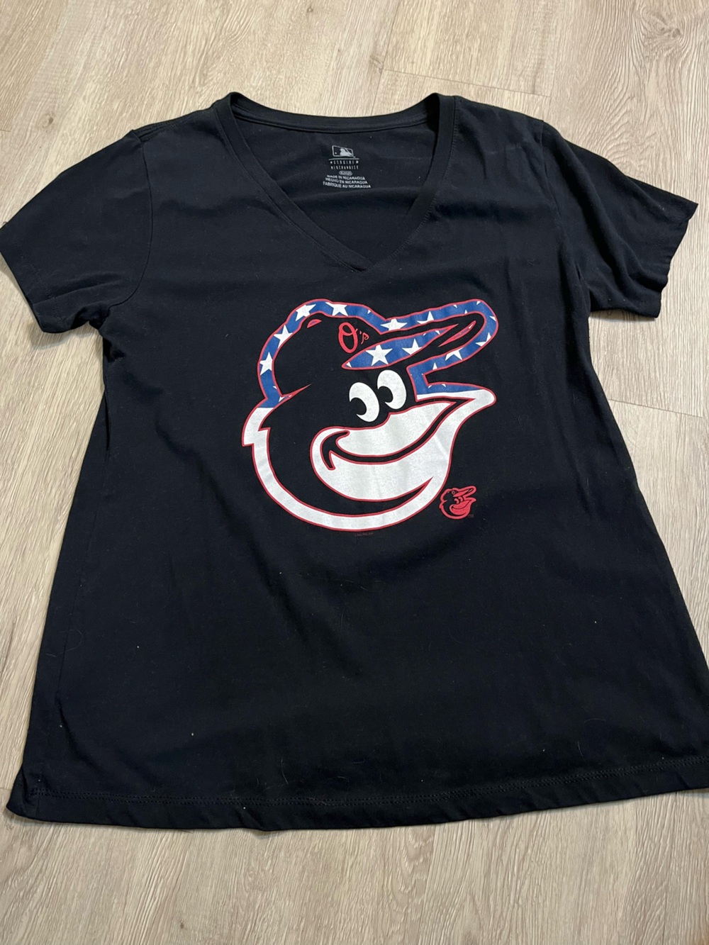 MLB Baltimore Orioles Black Short-Sleeve Tee with Patriotic Logo